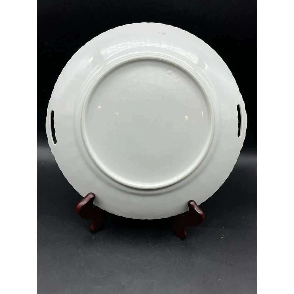 Vintage Geisha Asian Porcelain Plate w Handles 10